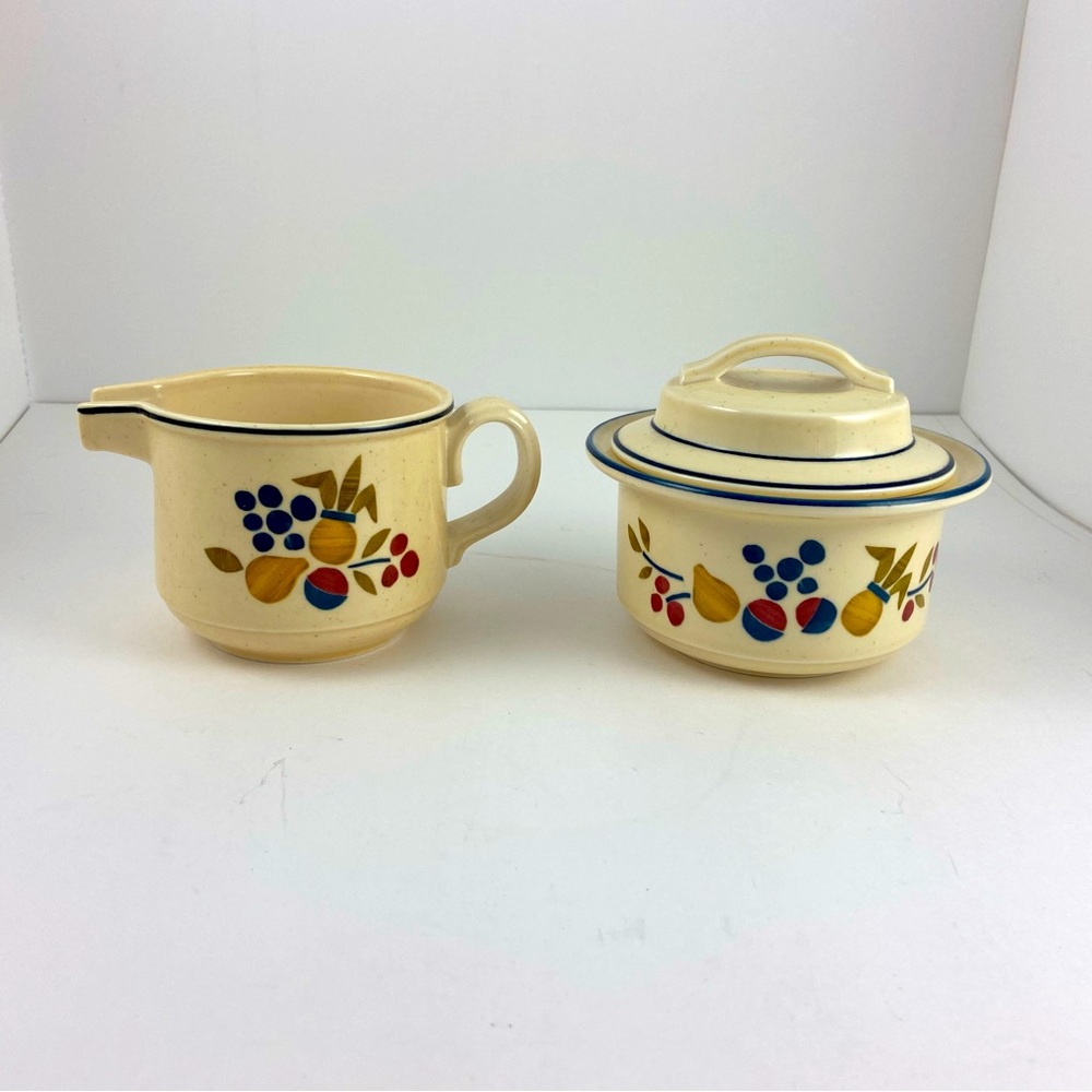 Vintage Noritake Creamer & Sugar Bowl Abundance Versatone II B333W15 Japan